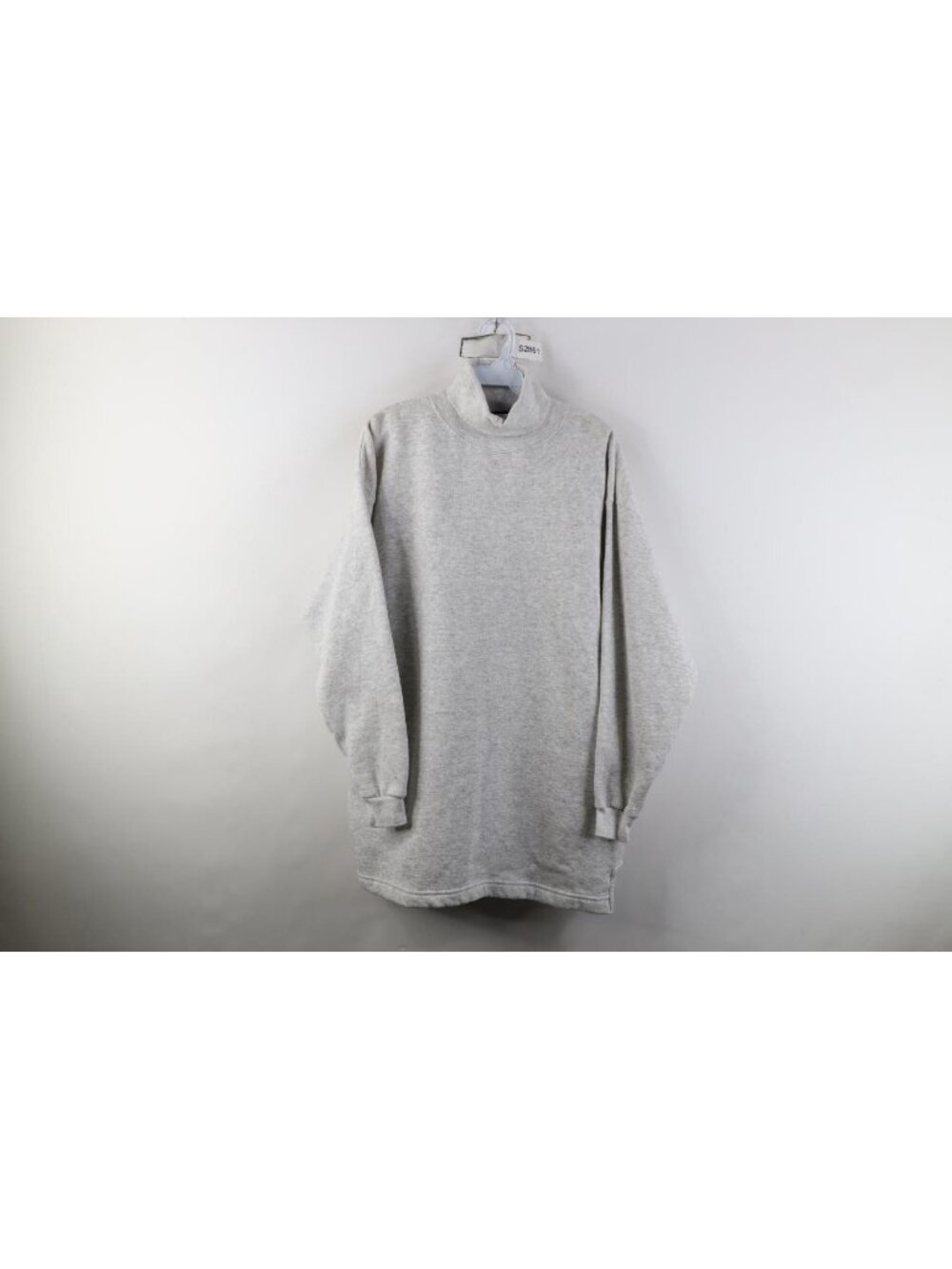 Vintage 90s Streetwear Mens Medium Blank Turtleneck Sweatshirt Heather Gray USA
